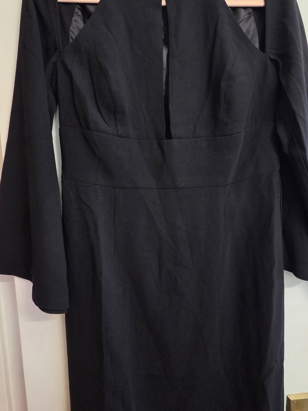 Bardot Black Long Sleeve Midi Dress with Cutout Neckline